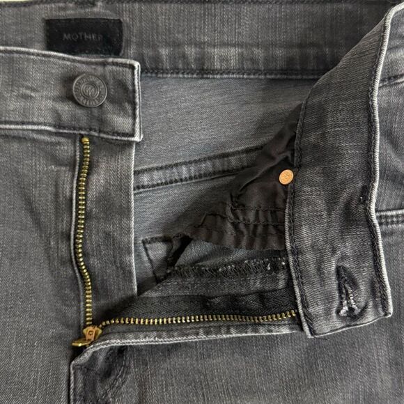 Mother Jeans Black The Mid Rise Dazzler Ankle Step Fray Lighting Up Lanterns - W - Picture 8 of 12